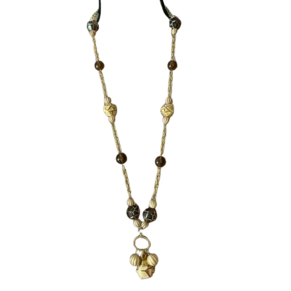 🔥Just in Vintage gold tone chain beaded 42” around.